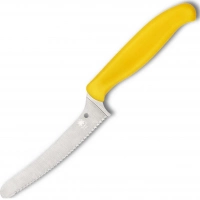 Универсальный кухонный нож Spyderco Z-Cut Serrated Offset Kitchen, сталь CTS™ — BD1 Alloy, рукоять желтый полипропилен купить в Бресте