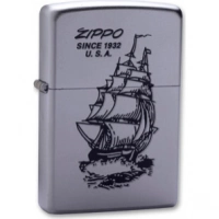 Зажигалка ZIPPO Boat-Zippo Satin Chrome, латунь с ник.-хром. покрыт., сереб., матовая, 36х56х12мм купить в Бресте