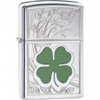 Зажигалка ZIPPO Classic «Клевер» с покрытием High Polish Chrome купить в Бресте