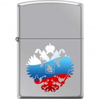 Зажигалка ZIPPO Двуглавый орёл, латунь/сталь с покрытием High Polish Chrome, серебристая, 36x12x56мм купить в Бресте