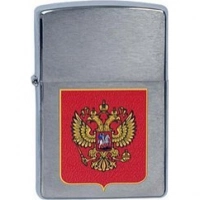 Зажигалка ZIPPO Герб России, латунь с  покрытием Brushed Chrome, серебристый, матовая, 36х12×56 мм купить в Бресте