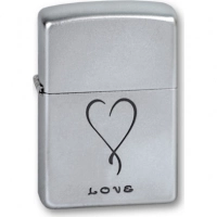 Зажигалка ZIPPO Love Satin Chrome, латунь с никеле-хромовым покрыт., серебр., матовая, 36х56х12 мм купить в Бресте