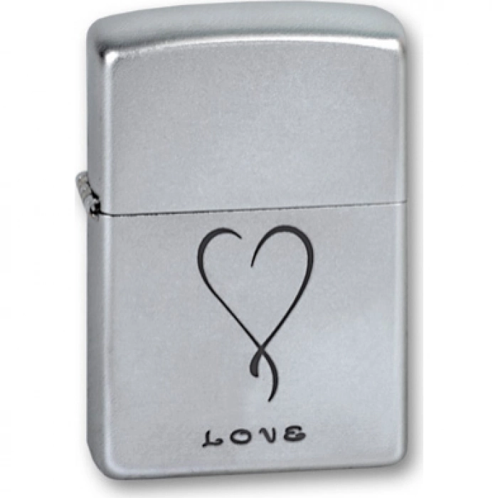 Зажигалка ZIPPO Love Satin Chrome, латунь с никеле-хромовым покрыт., серебр., матовая, 36х56х12 мм