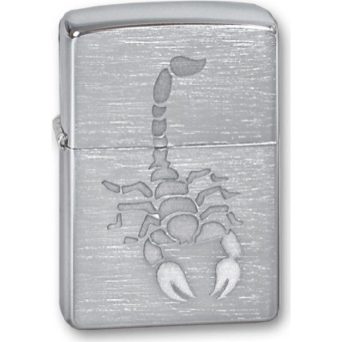 Зажигалка ZIPPO Scorpion Brushed Chrome, латунь с никеле-хром.покрыт., серебр., матов., 36х56х12 мм